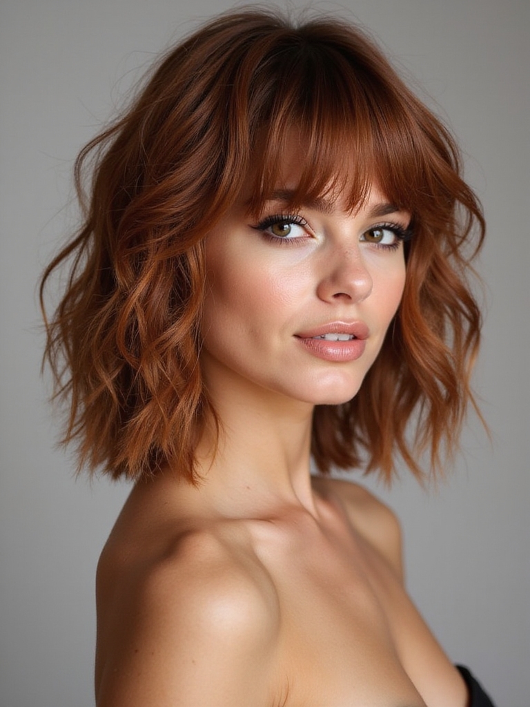 chic bob with fringe waves
