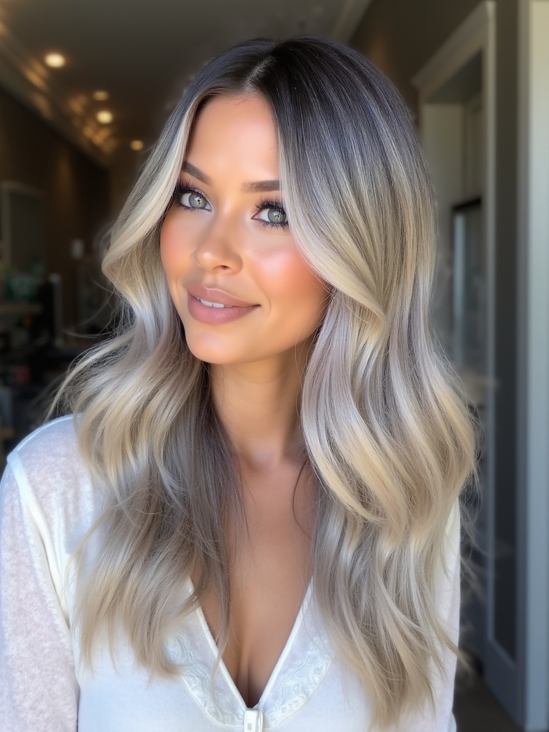dark blonde silver highlights