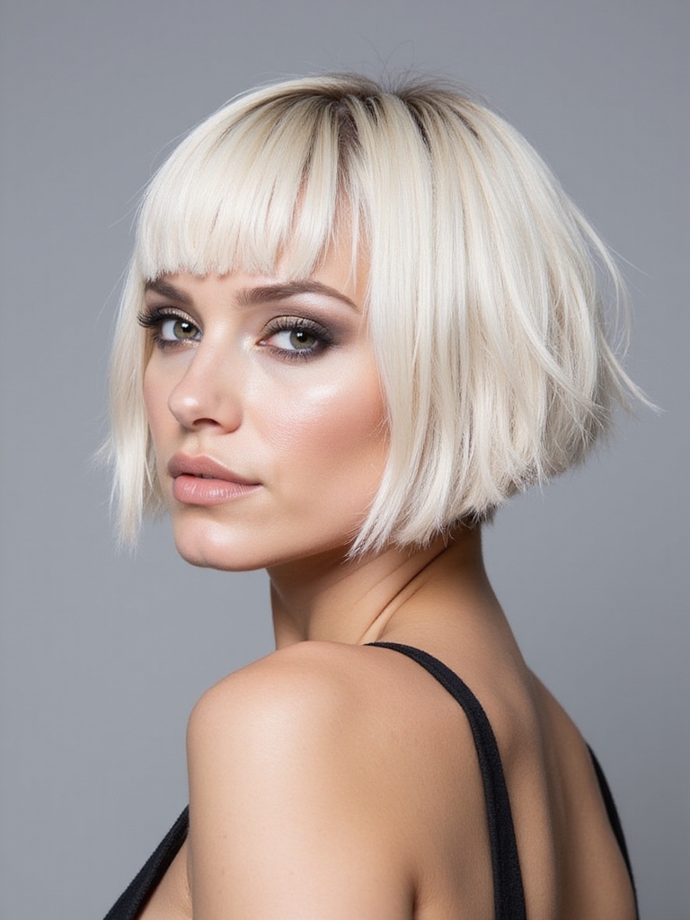 edgy jawline bob undercut