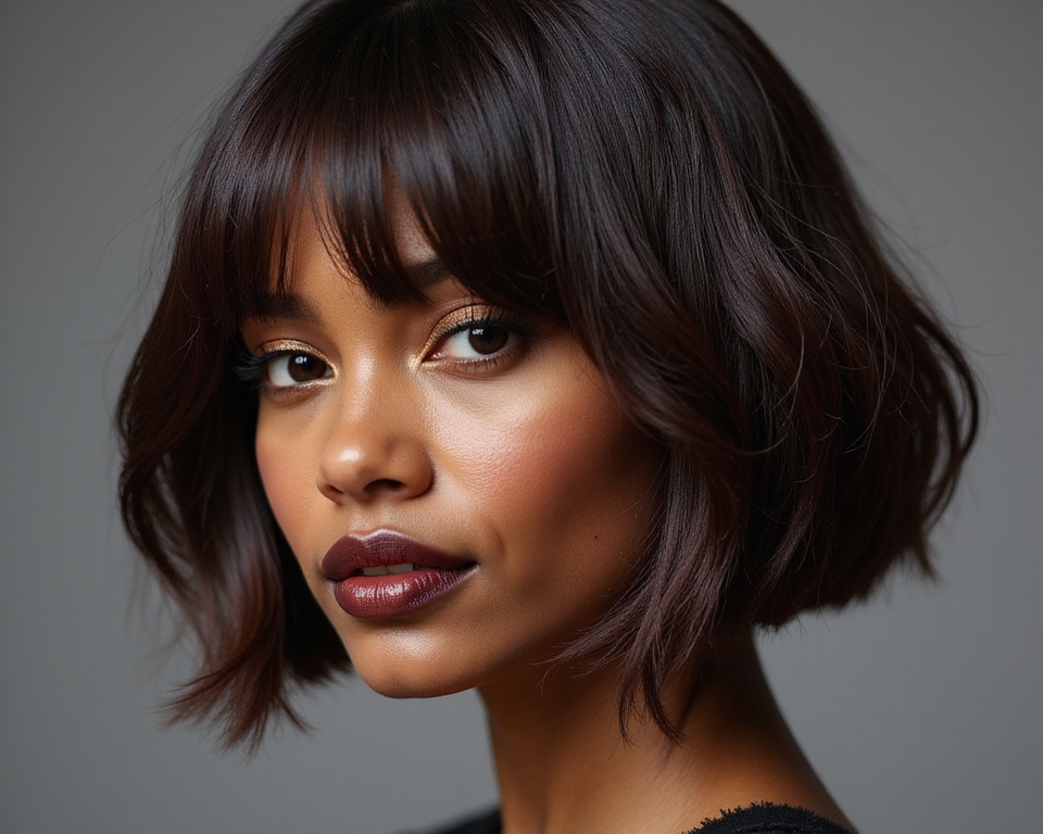glossy blunt layered bob