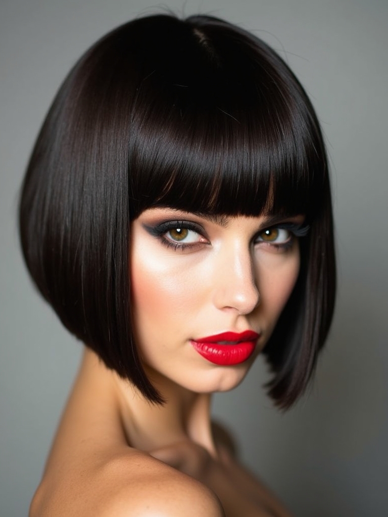 jawline bob with fringe