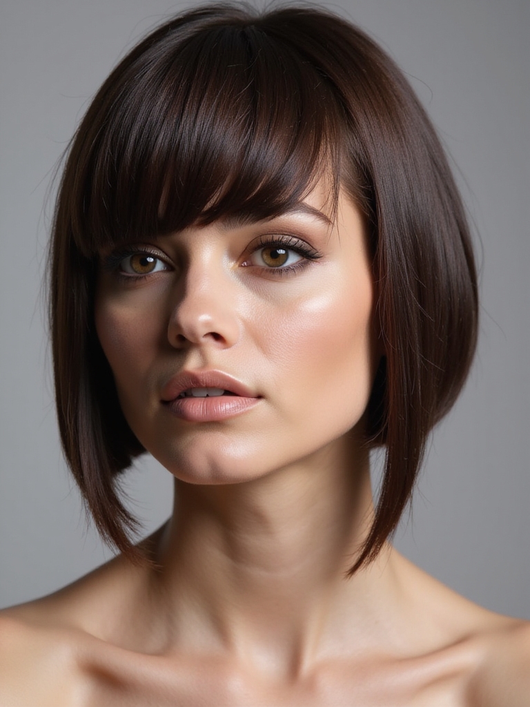sophisticated blunt jawline bob