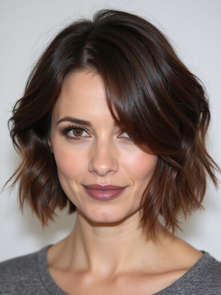 textured layered bob style
