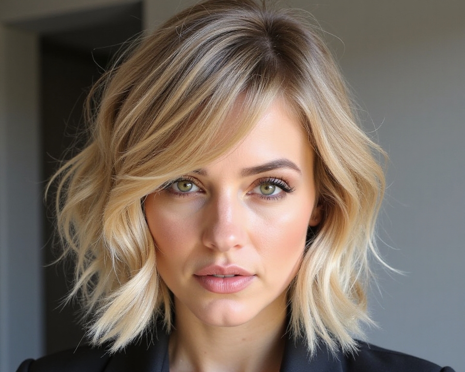 voluminous side part bob