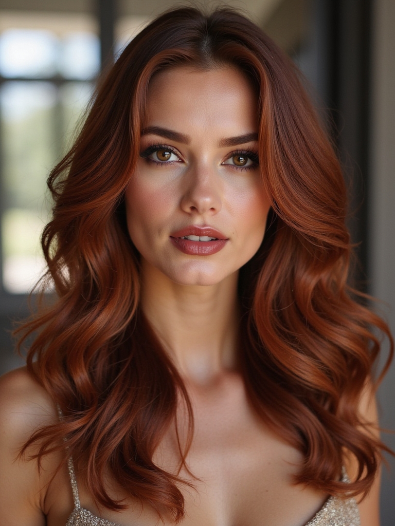autumnal glowing auburn hues