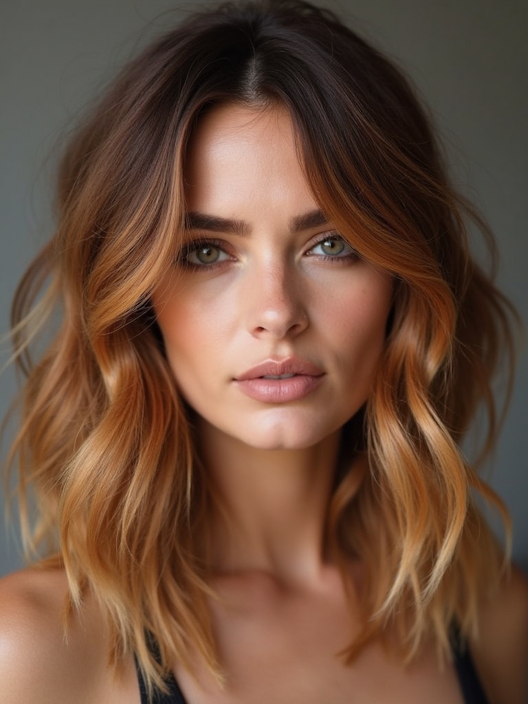 elegant warm hair highlights