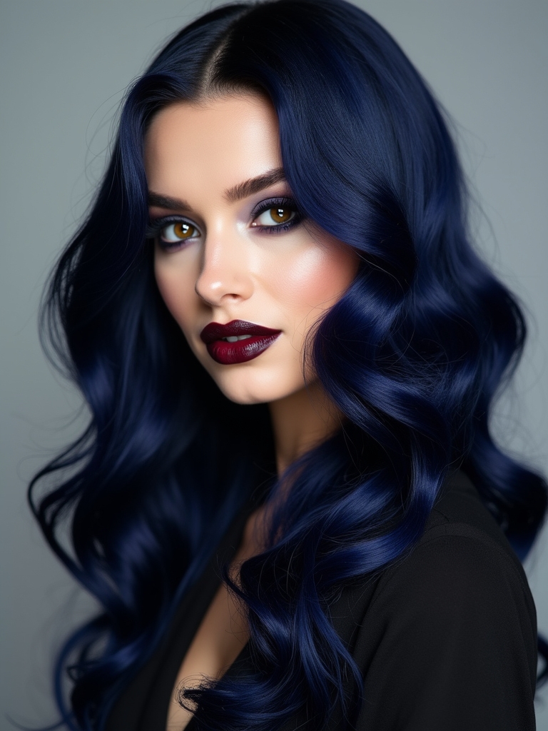 enchanting blue black hair color