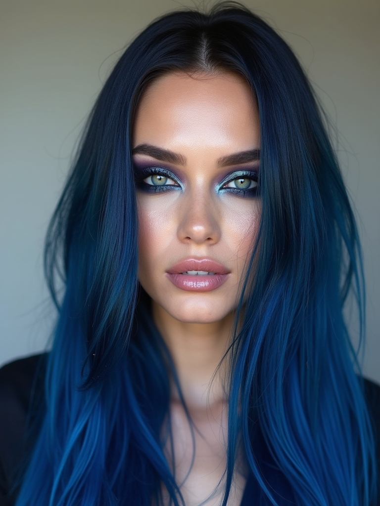 midnight blue hair transformation