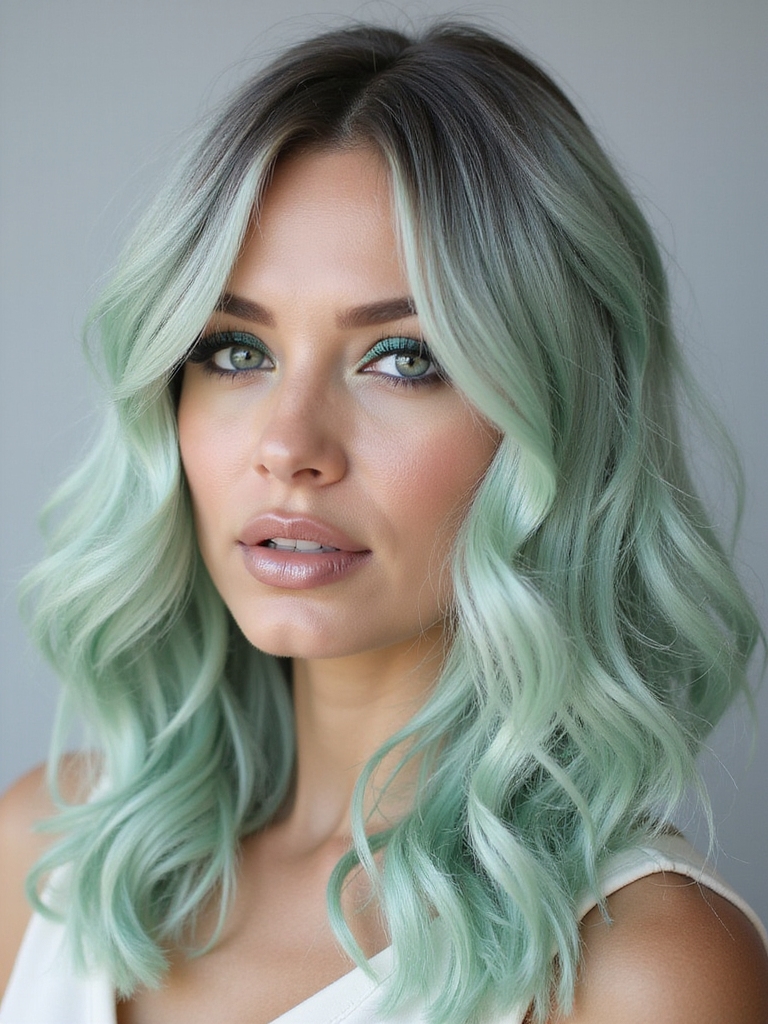mint green hair elegance