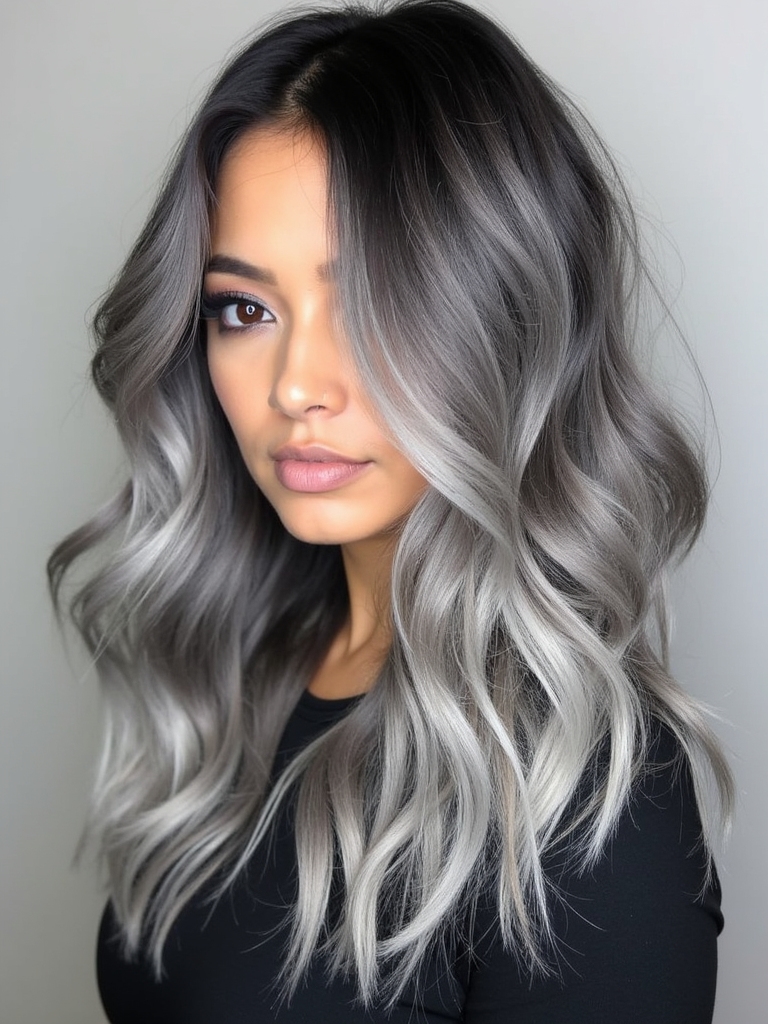 moonlit serene gray waves