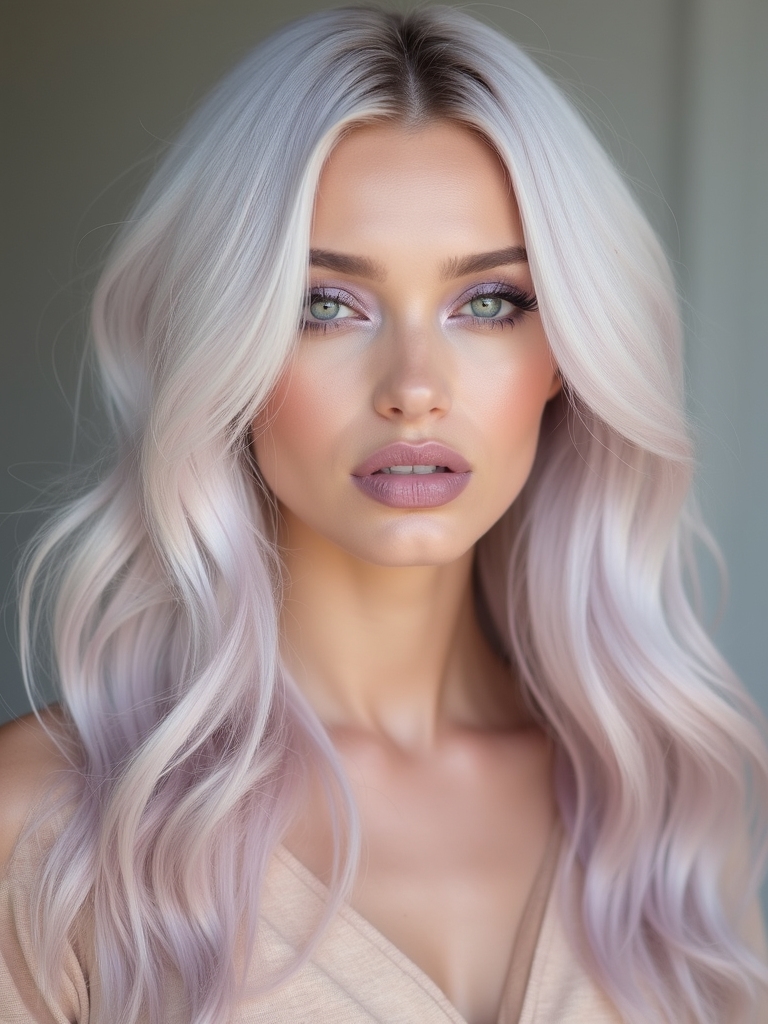pastel tinted platinum blonde elegance