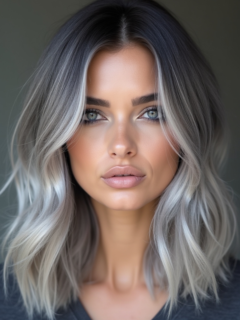 subtle ash gray balayage