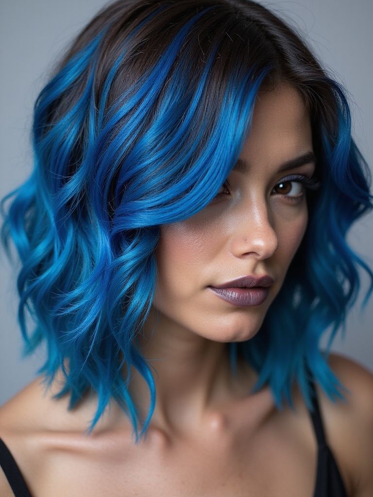 vibrant electric blue streaks