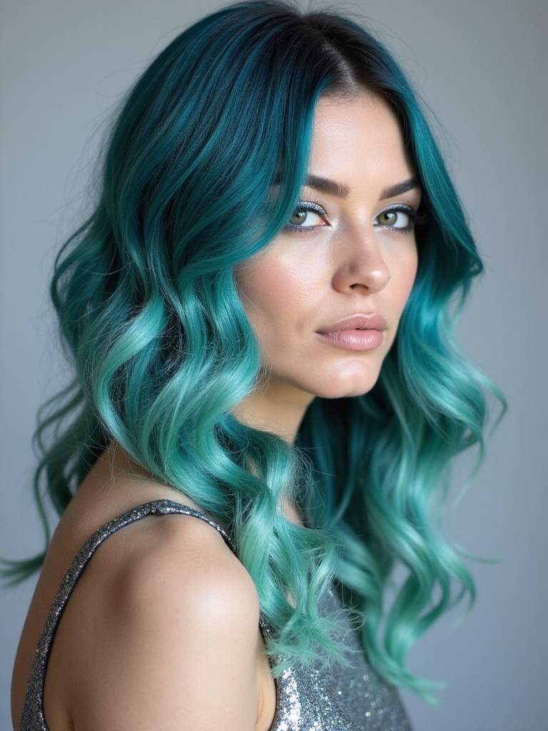 vibrant teal hair transformation