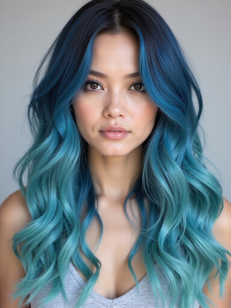 vibrant teal hair transformation