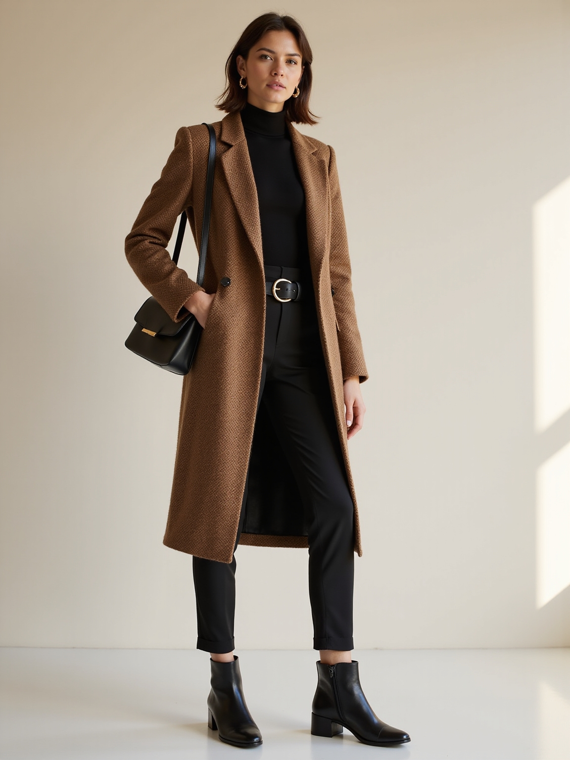 all black base statement coat