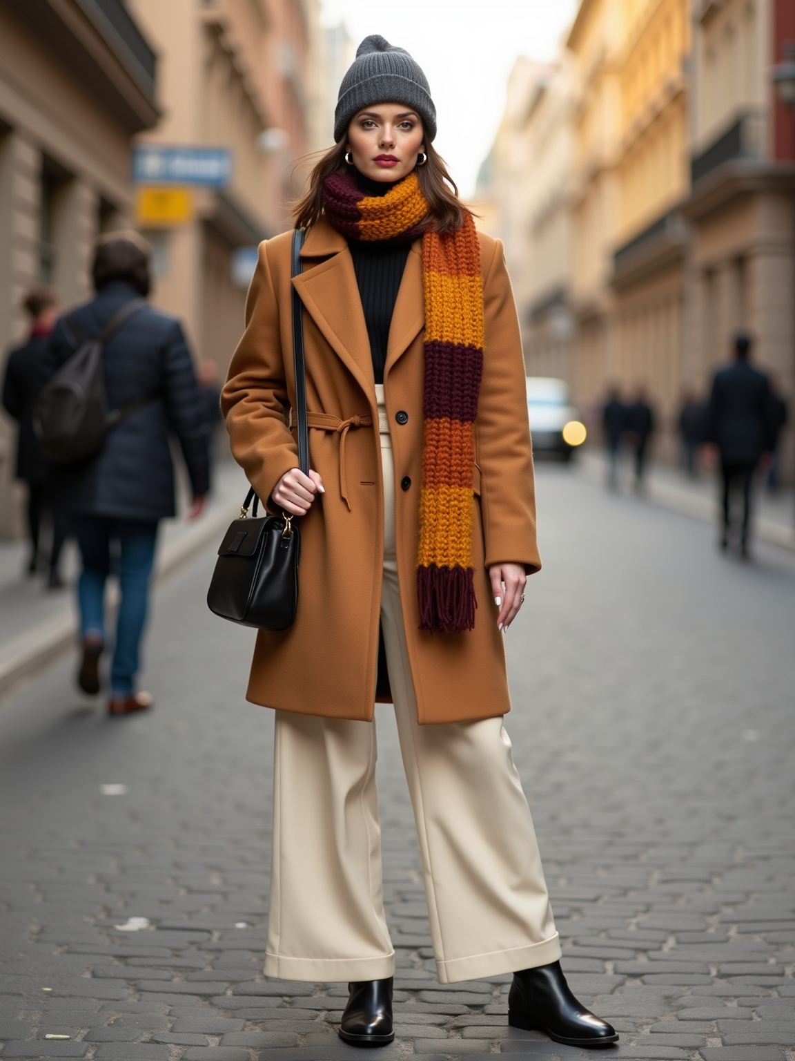 beanie scarf colorful stroll