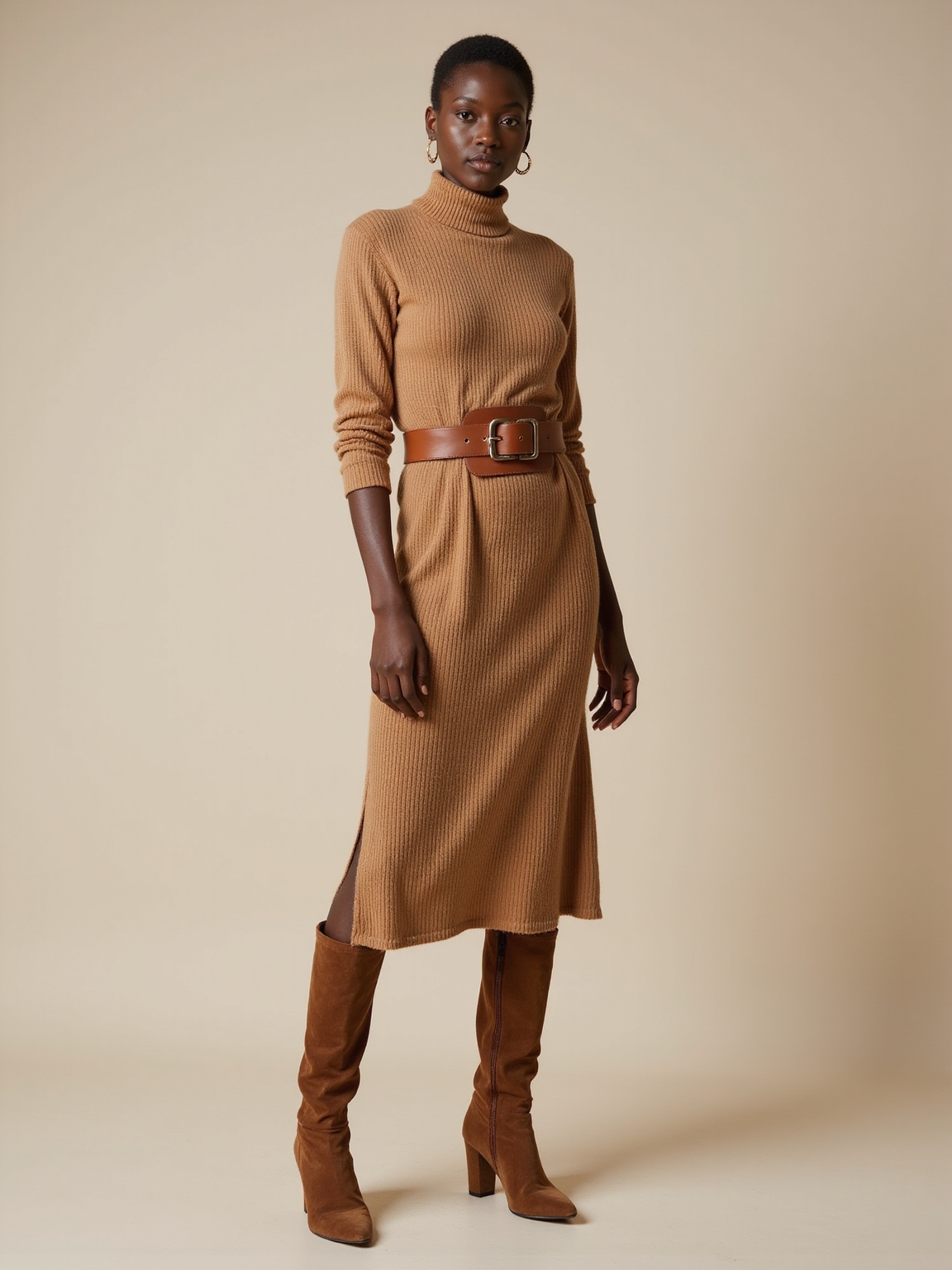 belted autumnal knitted silhouette