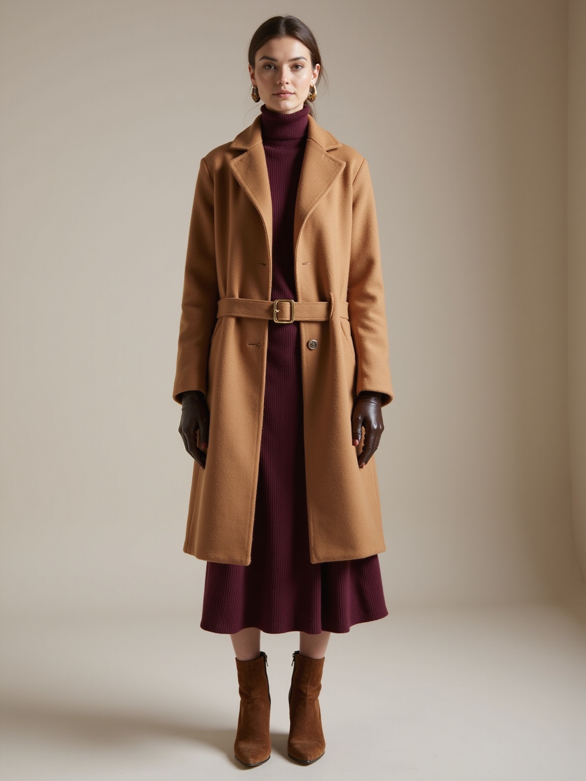 belted coat over dress