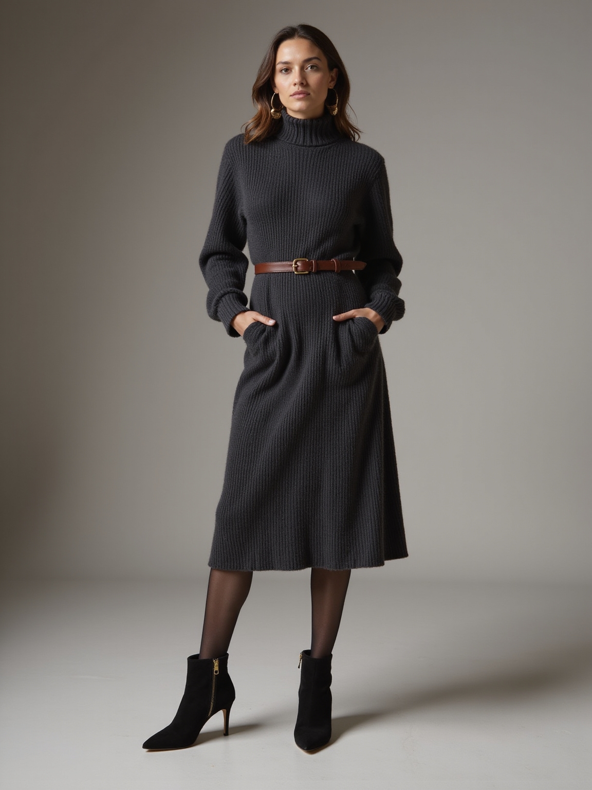 belted sweater dress uniform