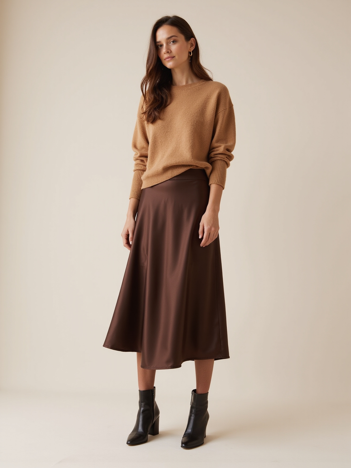 bias cut skirt cashmere crewneck