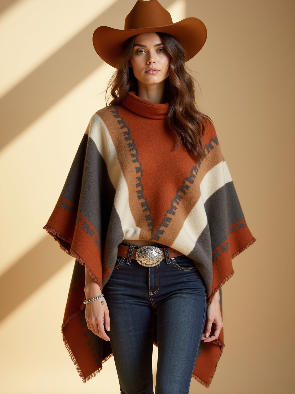 blanket poncho felt hat