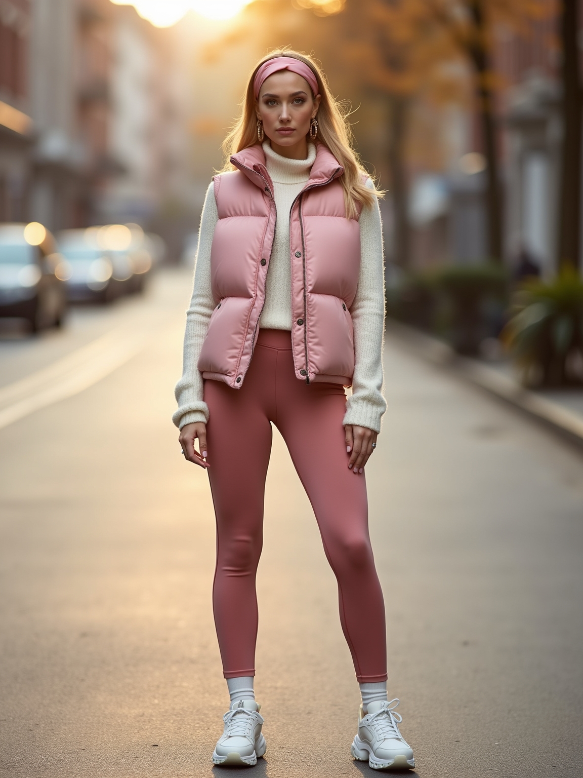 blush puffer vest athleisure
