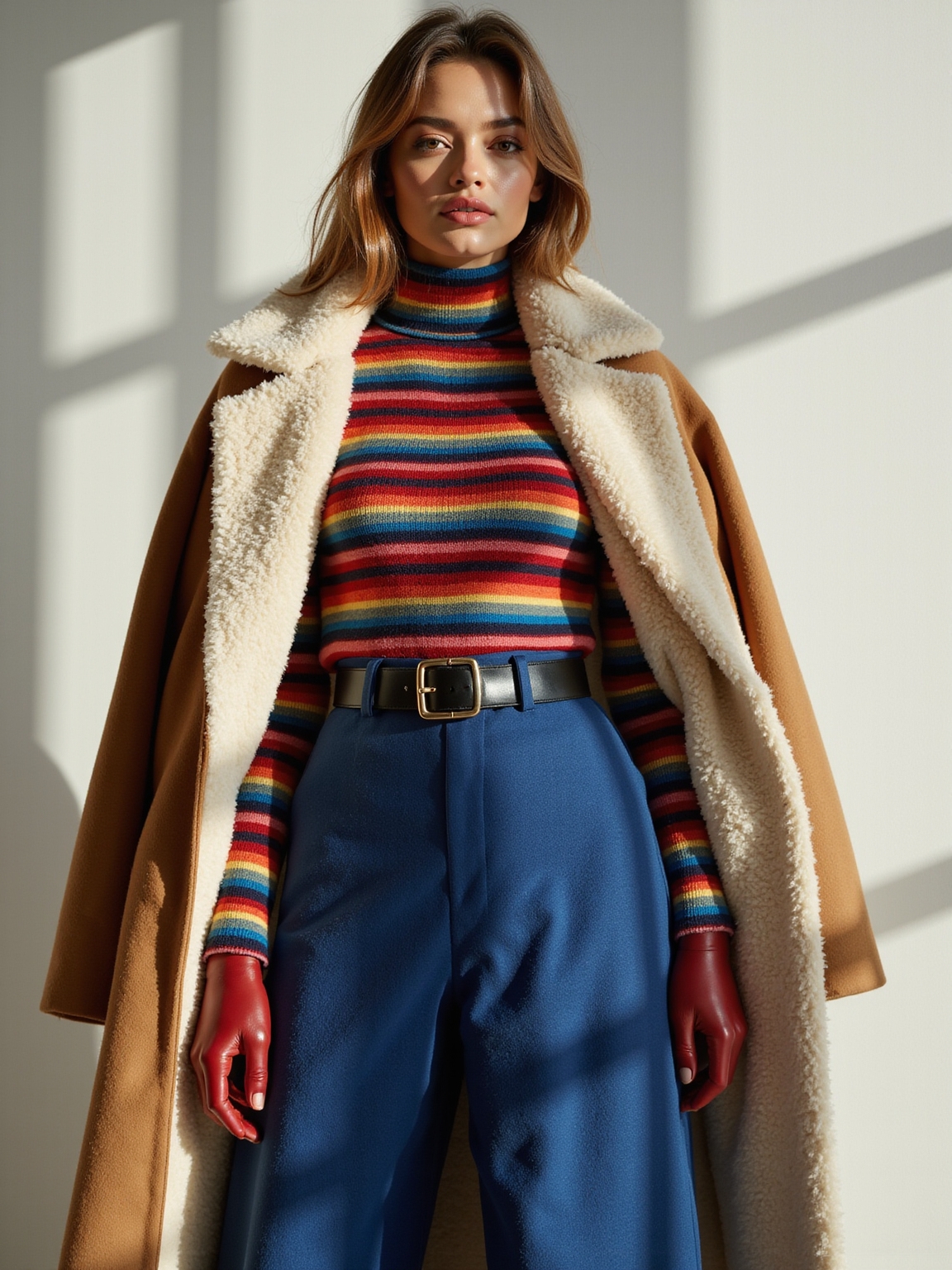 bold multicolor knit styling