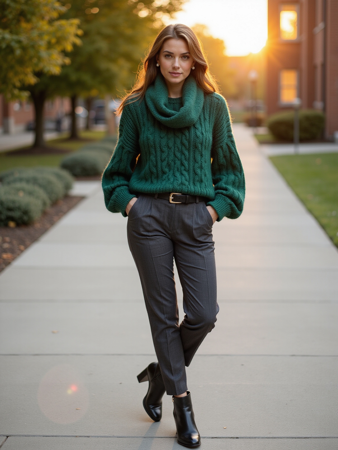 bold patterned cozy layered sweater