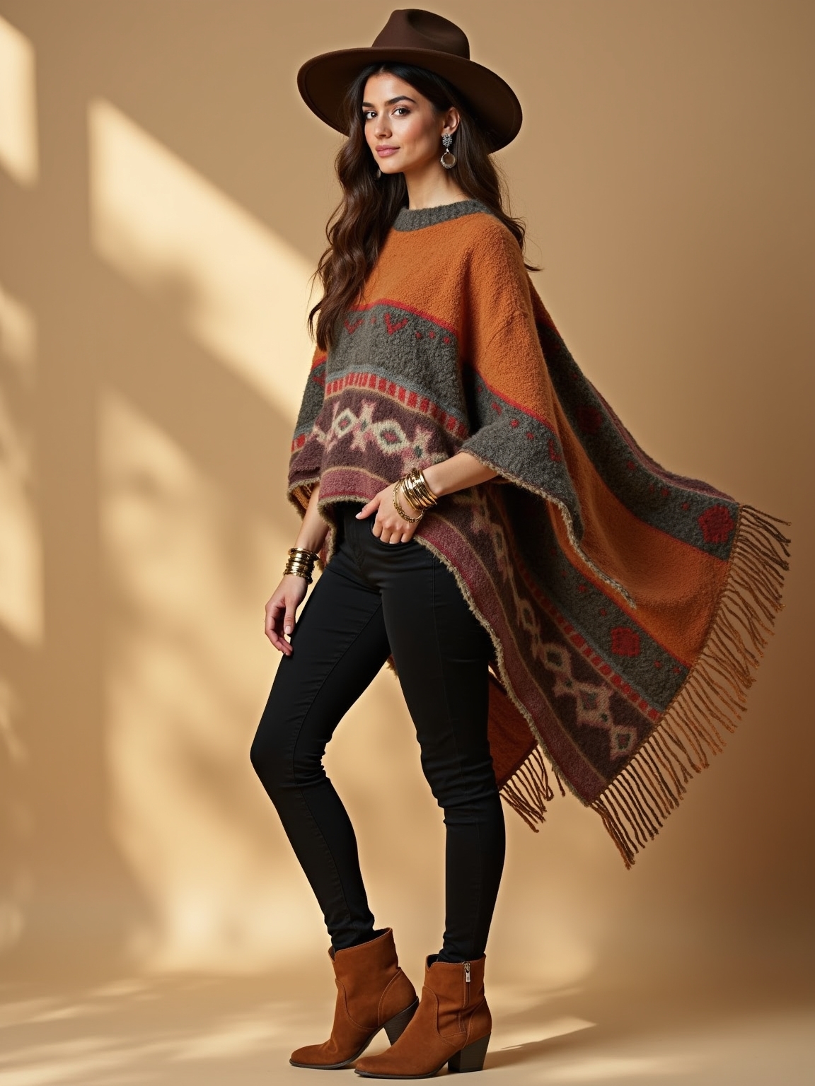 bold poncho inky jeans