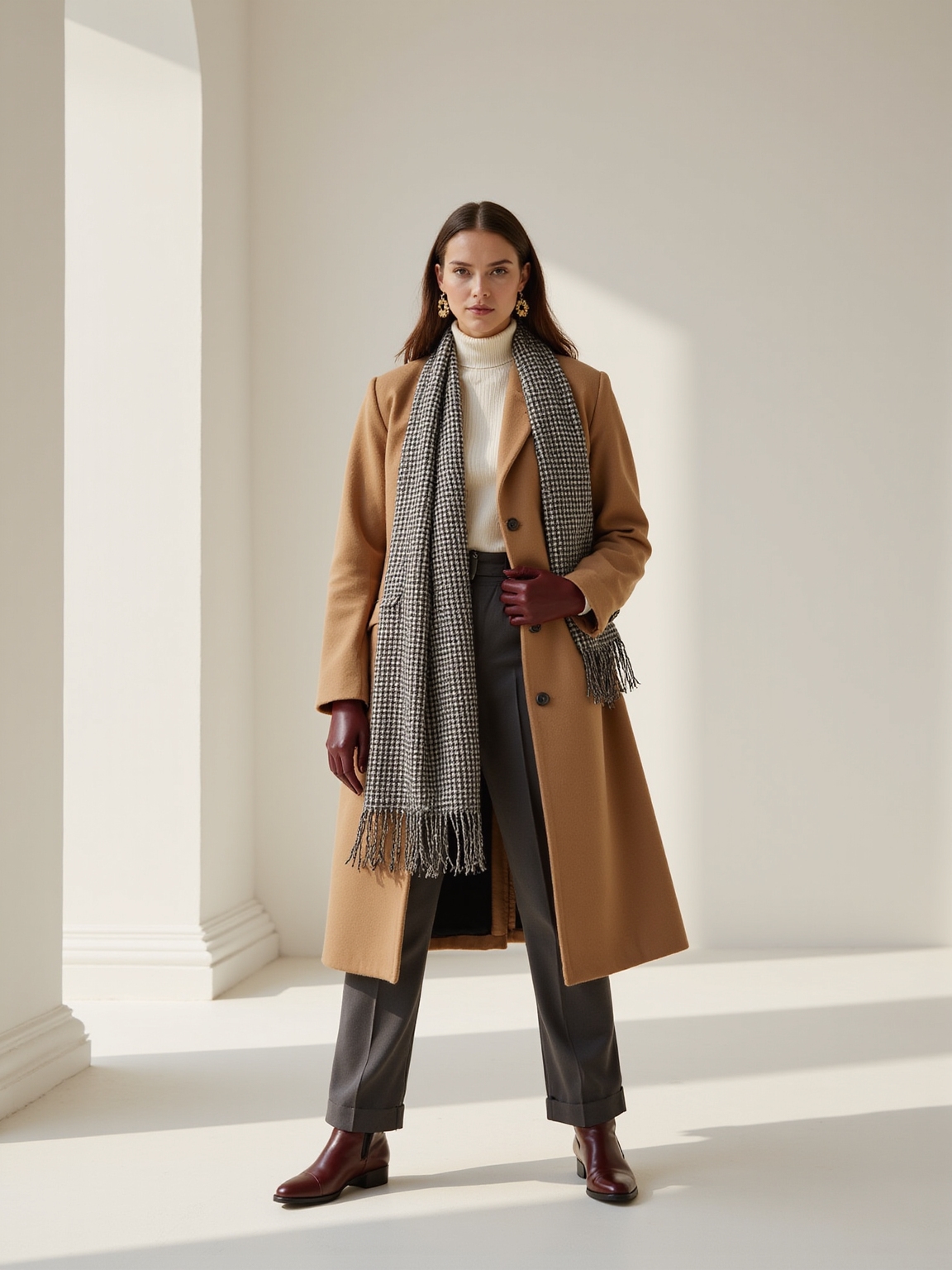 bold scarf lined leather gloves