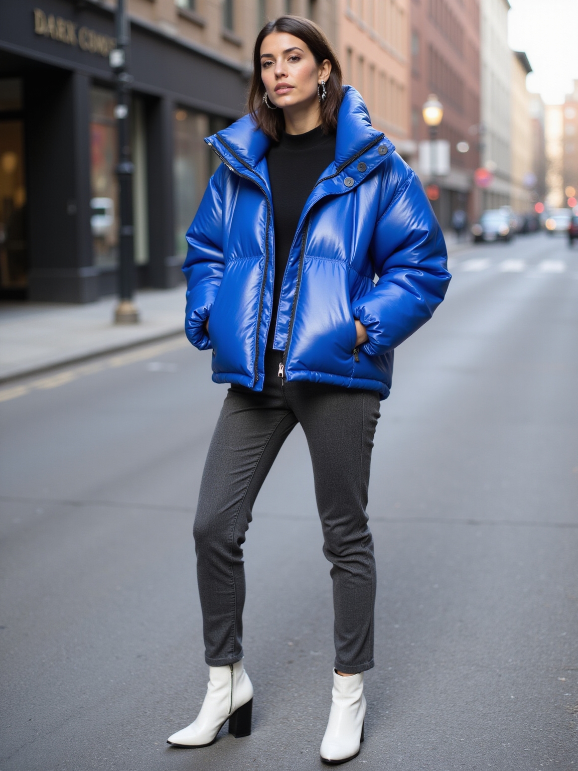 bright bold puffer coat statements
