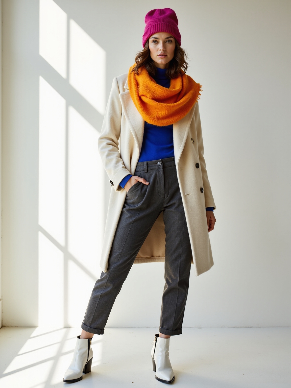 bright knit scarves and beanies