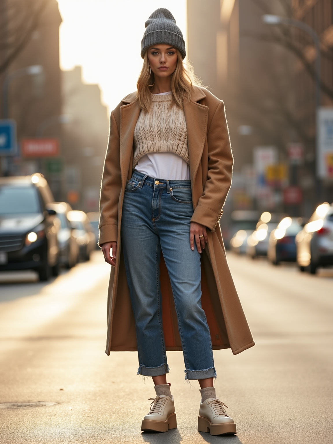 broken in denim cozy knit