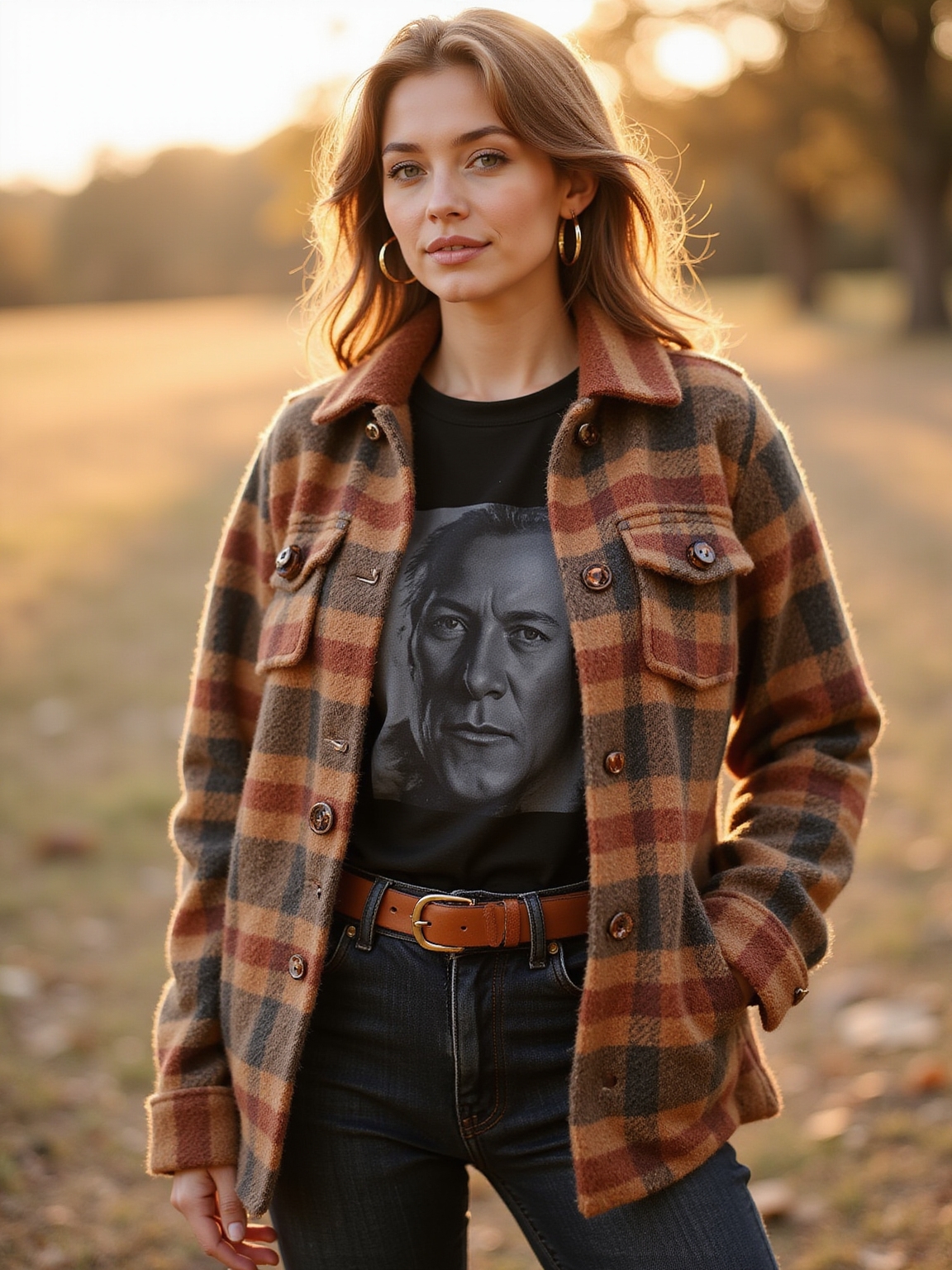 brushed plaid shacket over bandtee