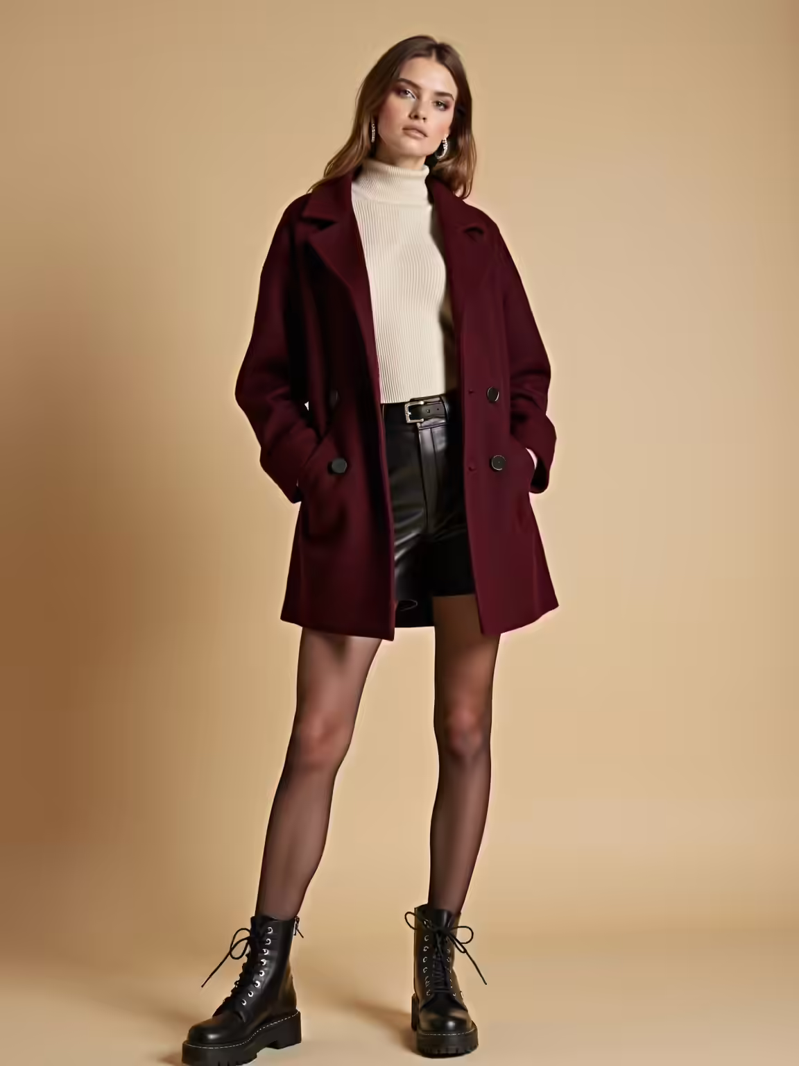 burgundy shacket with lug sole