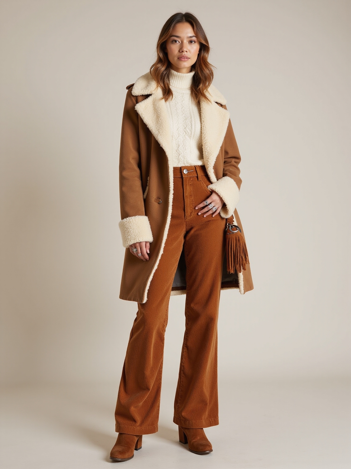 buttery suede shearling caramel fringe