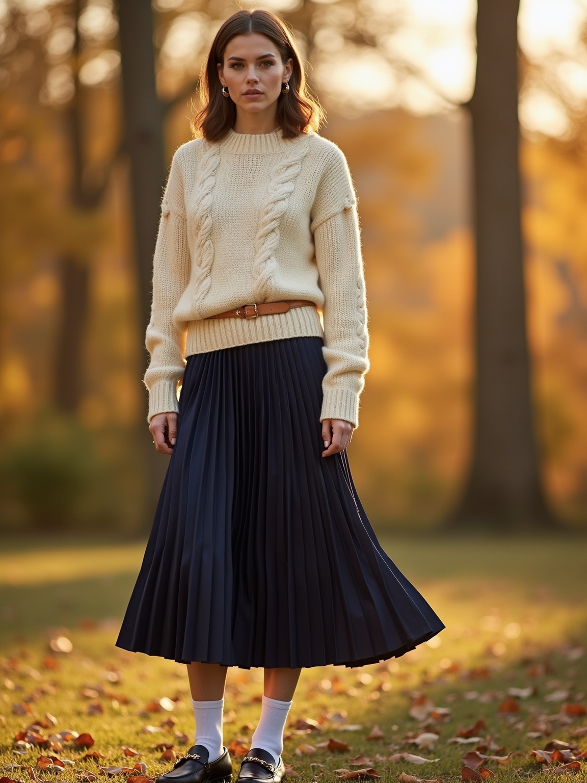 cable knit sweater over midi