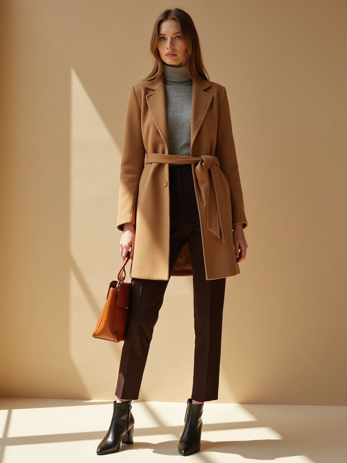 camel coat cashmere turtleneck elegance