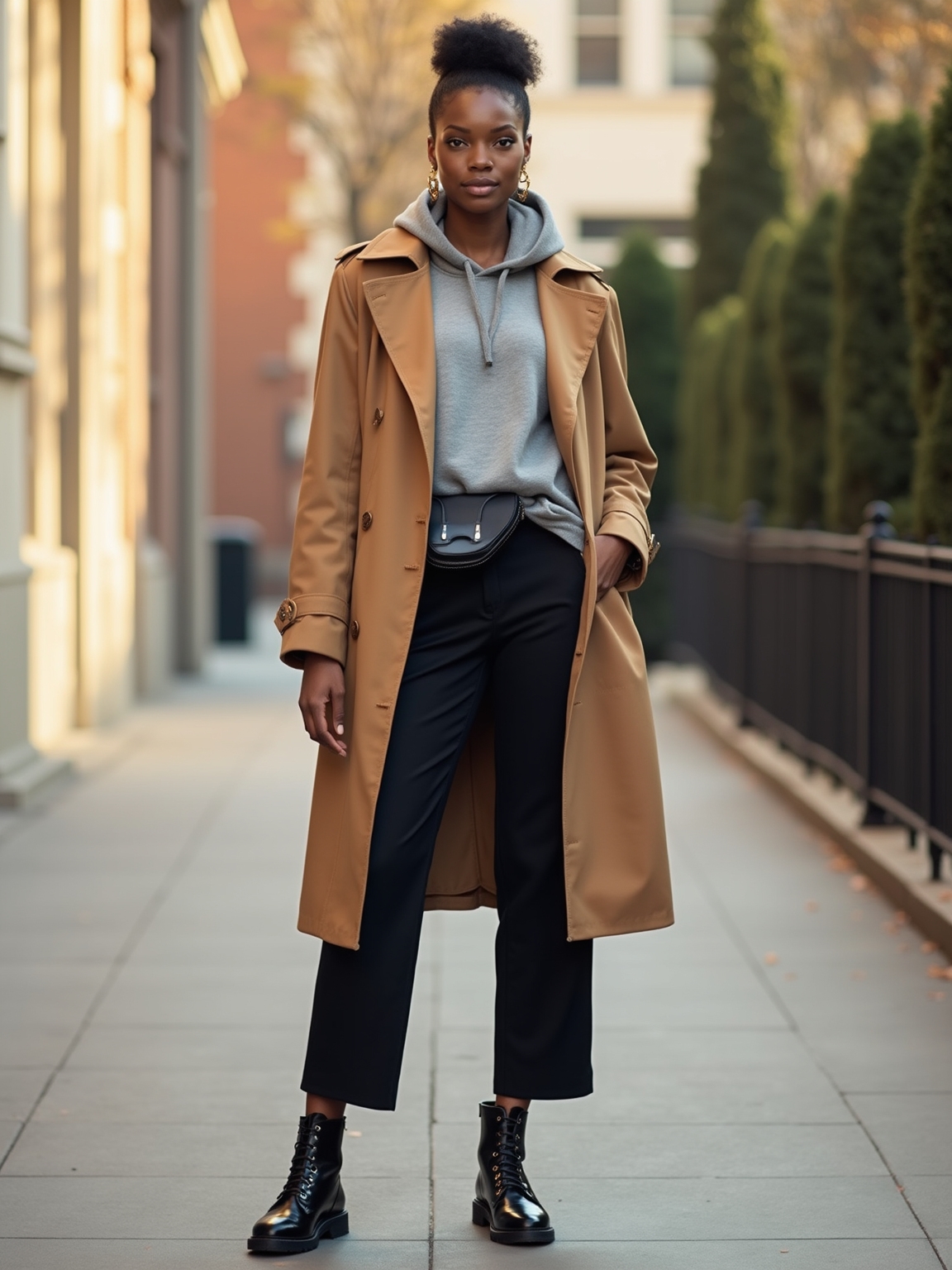 camel trench hoodie city stride