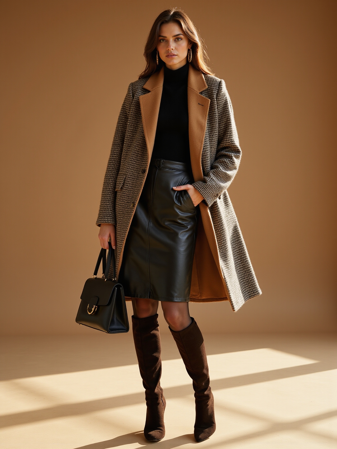 caramel leather trench confidence