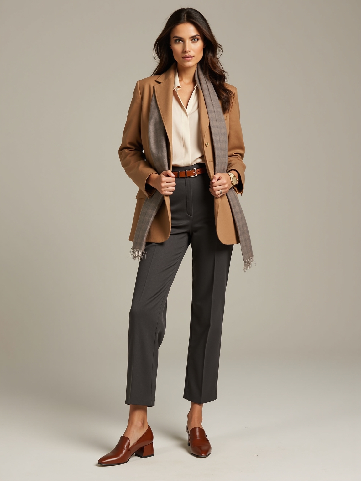 caramel leather wool minimal watch