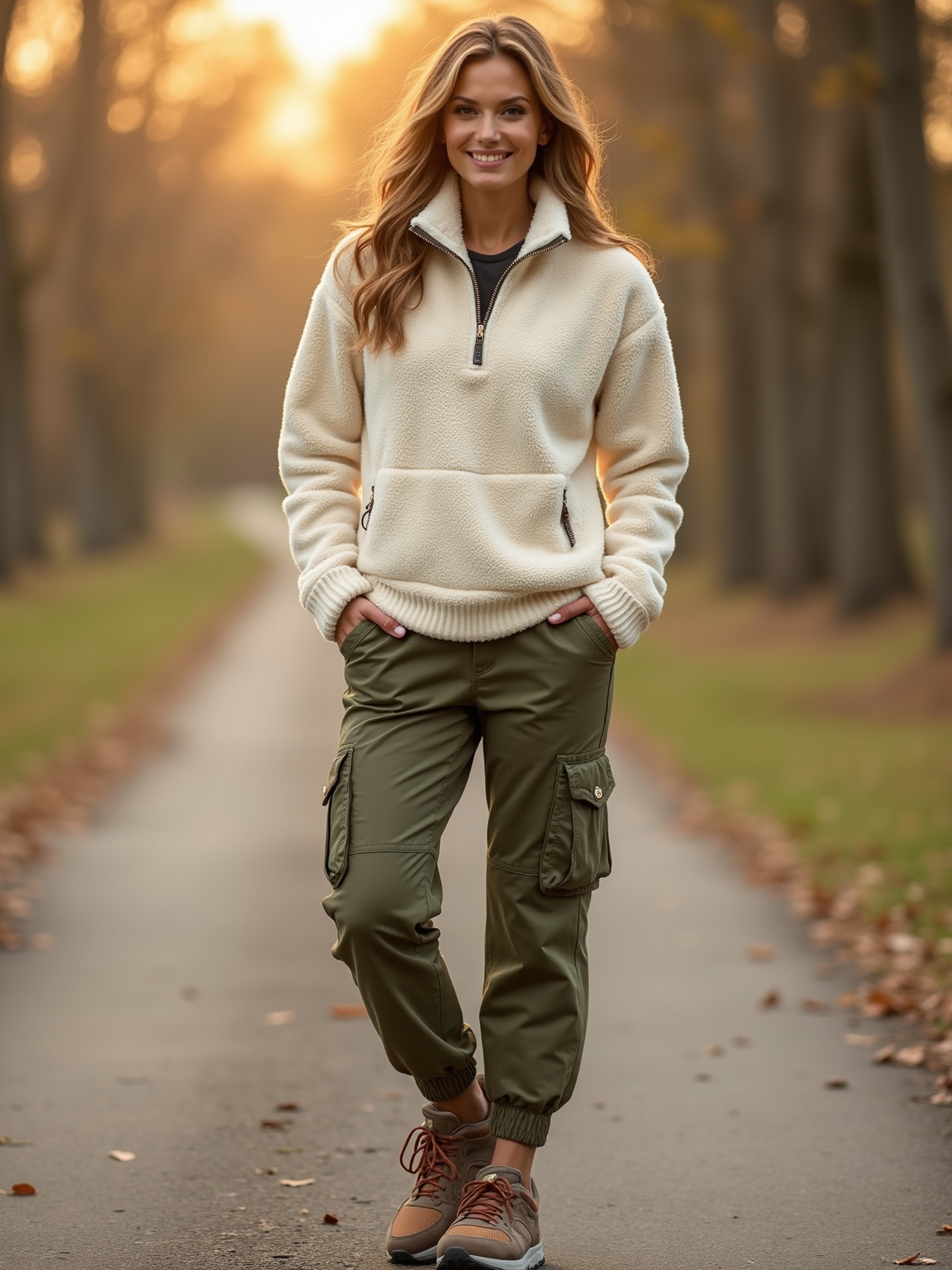 cargo joggers fleece sneakers