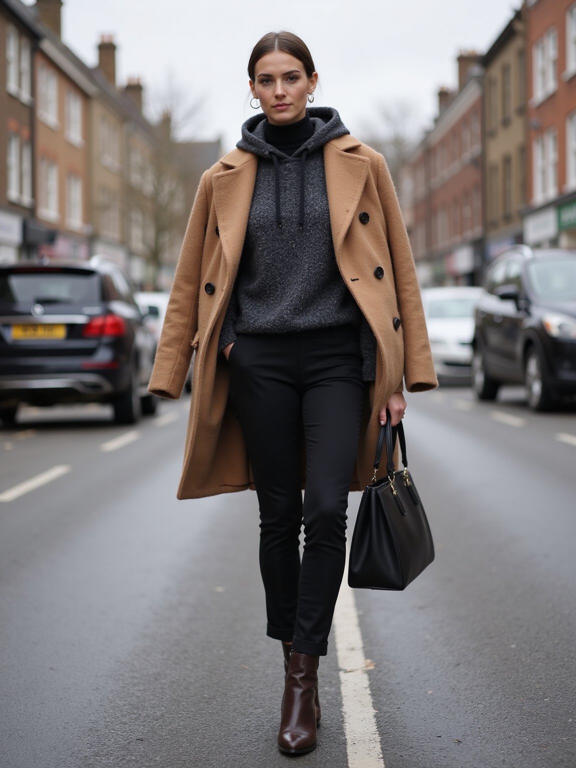 cashmere hoodie beneath woolcoat