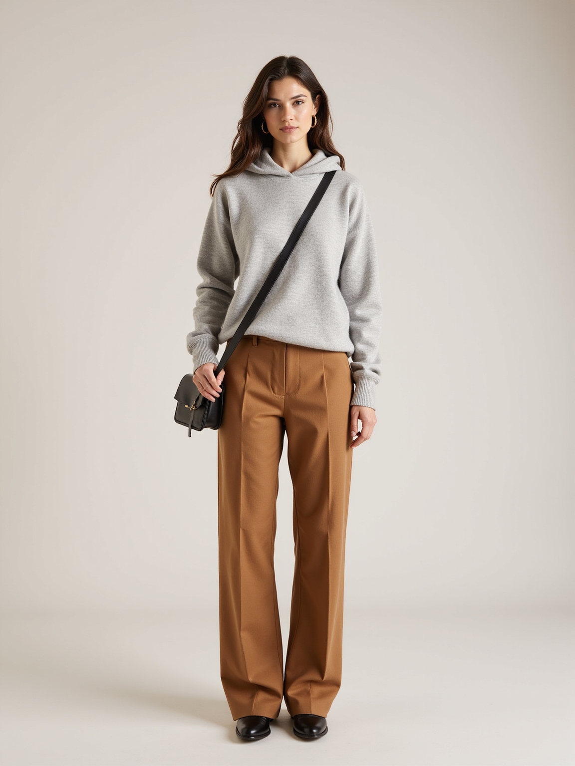 cashmere hoodie with wide leg