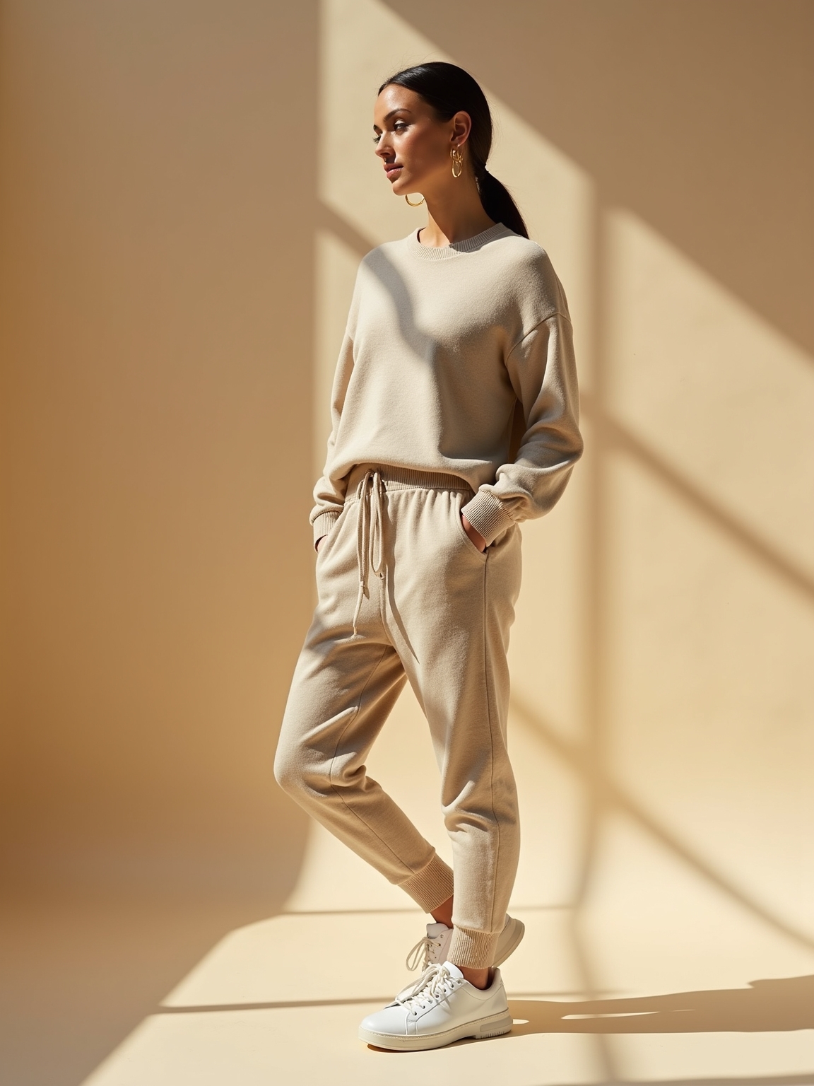 cashmere set with sneakers