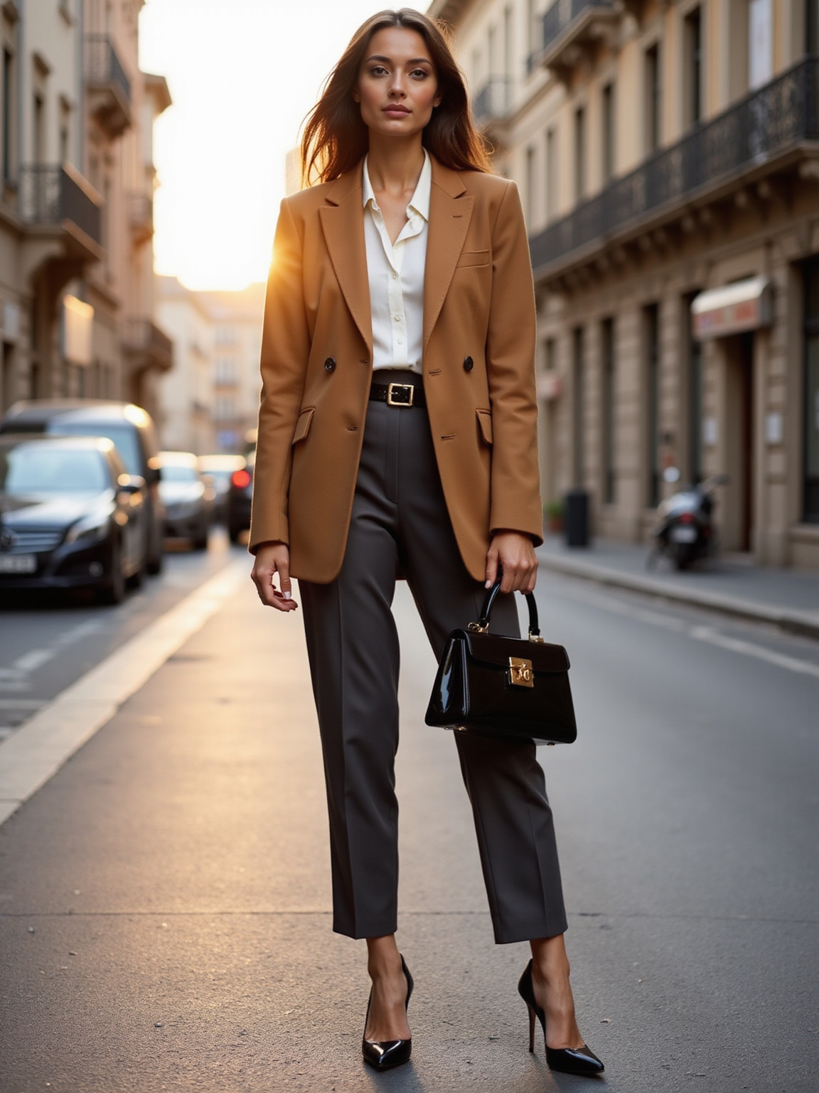 charcoal blazer silk tee