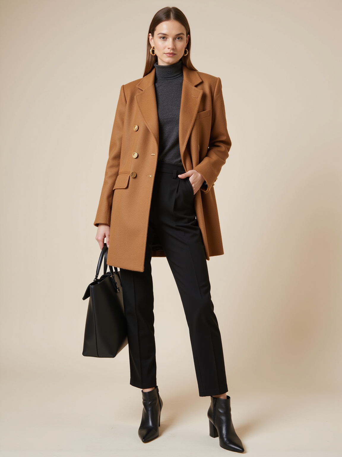 charcoal tailored wool office coat