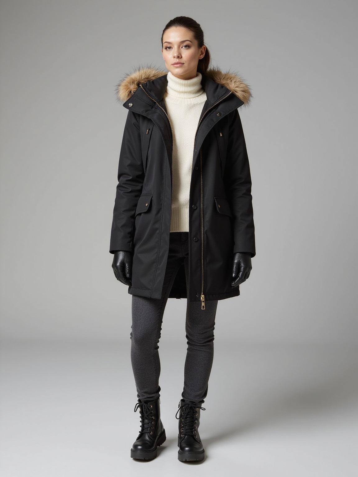 chic thermal parka with hood