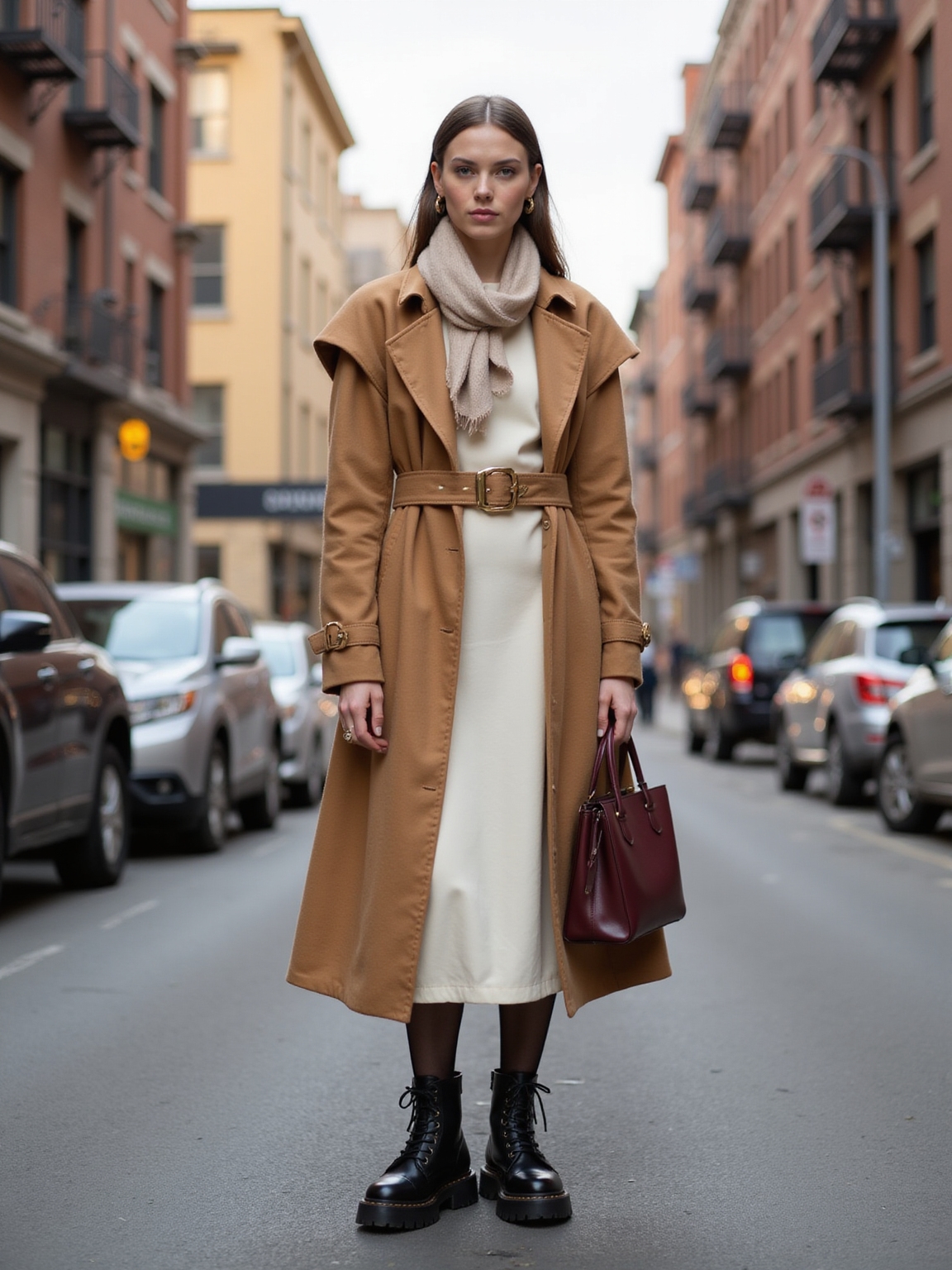 chunky boots meet silk